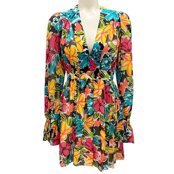 Michael Kors Collection Black Multi 2019 Printed Silk Chiffon Dress - Picture 1 of 5
